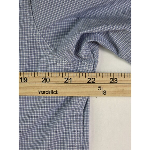 Chaps Men’s Size Medium Poplin Stretch‎ Blue White Checkered Shirt Sleeve Shirt - Picture 5 of 7